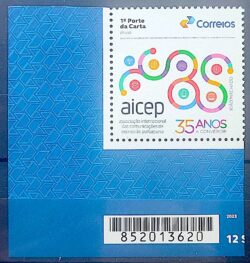 SI 88 Selo Institucional 35 Anos da AICEP Expressao Portuguesa 2025 Codigo de Barras