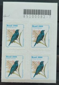 Selo Regular RHM 776 Passaros Urbanos Tiziu 2000 Quadra Codigo de Barras
