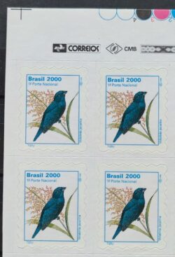 Selo Regular RHM 776 Passaros Urbanos Tiziu 2000 Quadra Vinheta Correios 2