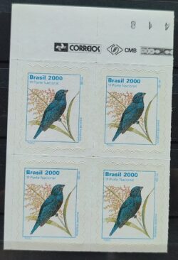 Selo Regular RHM 776 Passaros Urbanos Tiziu 2000 Quadra Vinheta Correios