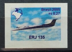 Selo Regular RHM 799 Brasil Exporta Avioes Aviao 2000 ERJ 135