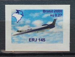 Selo Regular RHM 800 Brasil Exporta Avioes Aviao 2000 ERJ 145