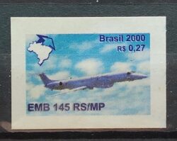 Selo Regular RHM 801 Brasil Exporta Avioes Aviao 2000 EMB 145 RS MP