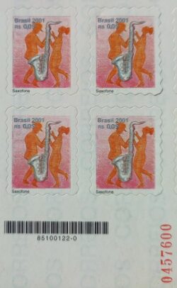 Selo Regular RHM 805 Instrumento Musical Saxofone 2001 Quadra Codigo de Barras