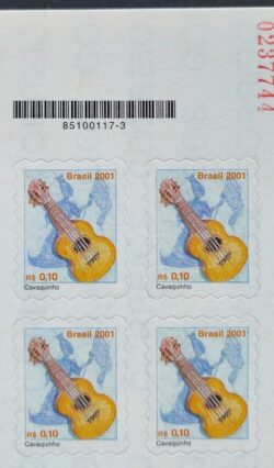 Selo Regular RHM 806 Instrumento Musical Cavaquinho 2001 Quadra Codigo de Barras