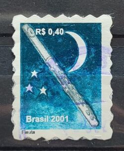 Selo Regular RHM 807 Instrumento Musical Flauta Lua 2001 Circulado 1