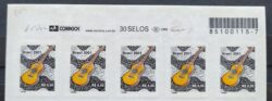 Selo Regular RHM 809 Instrumento Musical Violao 2001 5 Selos Vinheta Correios Codigo de Barras