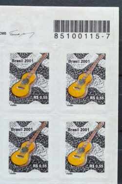 Selo Regular RHM 809 Instrumento Musical Violao 2001 Quadra Codigo de Barras
