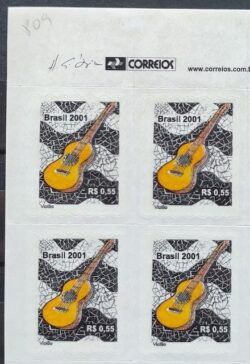 Selo Regular RHM 809 Instrumento Musical Violao 2001 Quadra Vinheta Correios