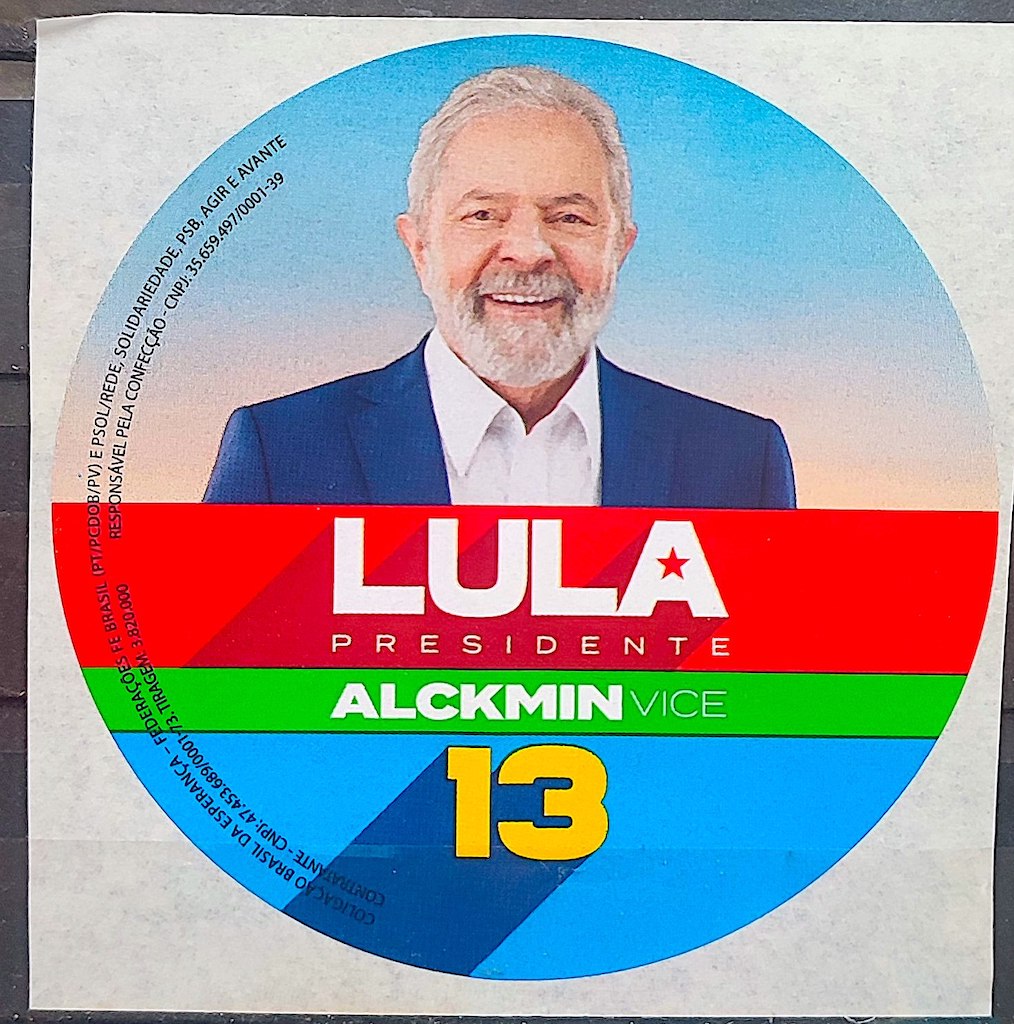 Adesivo Presidente Lula Alckimin Partido dos Trabalhadores 2023