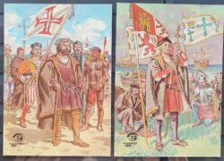 Cartao Postal 1984 Descobrimentos Espanha Bandeira Indio Navio Militar