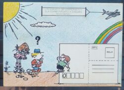 Cartao Postal 1987 Exposicao Filatelica Juvenil CEP Crianca Arco Iris Aviao