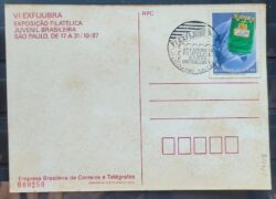 Cartao Postal 1987 Exposicao Filatelica Juvenil CEP Crianca Arco Iris Aviao