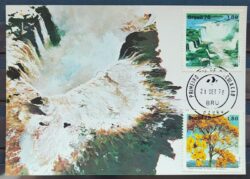Maximo Postal 1977 Foz do Iguacu Cachoeira Agua Ipe Amarelo Cartao CBC Bauru