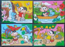 Maximo Postal 1992 Turma da Monica Fauna Passaro Cachorro Coelho Tucano Macaco Cartao CBC RJ Serie Completa