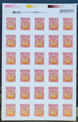 Selo Regular RHM 816 Instrumento Musical Perce em Ondas Caixa Clara 2002 Folha