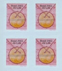 Selo Regular RHM 816 Instrumento Musical Perce em Ondas Caixa Clara 2002 Quadra