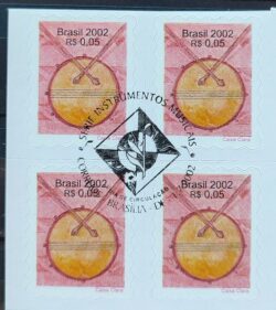 Selo Regular RHM 816 Instrumento Musical Perce em Ondas Caixa Clara 2002 Quadra CBC DF