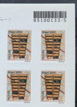 Selo Regular RHM 820 Instrumento Musical Perce em Ondas Xilofone 2002 Quadra Codigo de Barras