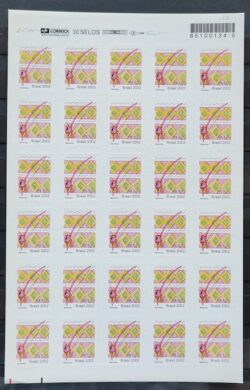 Selo Regular RHM 821 Instrumento Musical Perce em Ondas Berimbau 2002 Folha