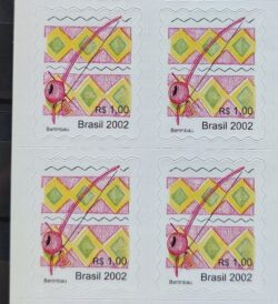 Selo Regular RHM 821 Instrumento Musical Perce em Ondas Berimbau 2002 Quadra