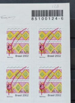 Selo Regular RHM 821 Instrumento Musical Perce em Ondas Berimbau 2002 Quadra Codigo de Barras