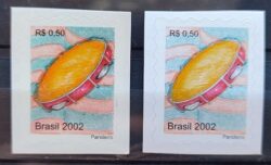 Selo Regular RHM 824 Instrumento Musical Perce em Ondas Pandeiro 2002 Variedade de Cor