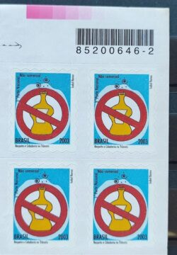 Selo Regular RHM 825 Respeito e Cidadania no Transito Alcool 2003 Quadra Codigo de Barras