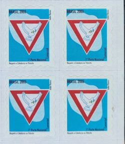 Selo Regular RHM 826 Respeito e Cidadania no Transito Pomba Paz 2003 Quadra