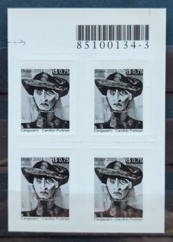 Selo Regular RHM 828 Obra Desaparecida Portinari Cangaceiro Arte 2003 Quadra Codigo de Barras