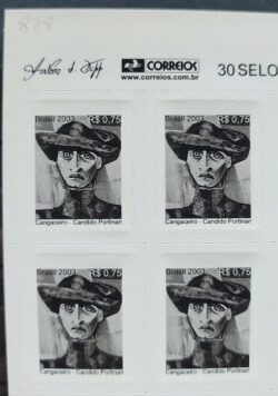 Selo Regular RHM 828 Obra Desaparecida Portinari Cangaceiro Arte 2003 Quadra Vinheta Correios