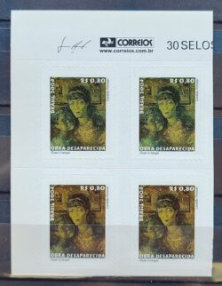 Selo Regular RHM 830 Obra Desaparecida Portinari Duas Criancas Arte 2004 Quadra Vinheta Correios