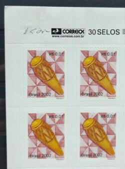 Selo Regular RHM 834 Instrumento Musical Denteacao Fina Atabaque 2005 Quadra Vinheta Correios