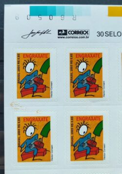 Selo Regular RHM 841 Profissao Engraxate Trabalho Economia Sem Picote BR 2005 Quadra Varidade Mancha Impressao