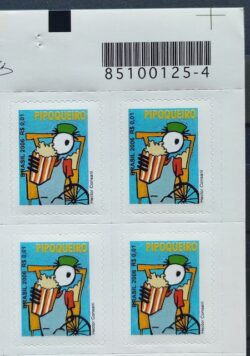 Selo Regular RHM 842 Profissao Pipoqueiro Trabalho Economia Picote Sem BR 2006 Quadra Codigo de Barras