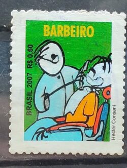 Selo Regular RHM 844 Profissao Barbeiro Trabalho Economia Sem Picote BR 2007 Circulado 1