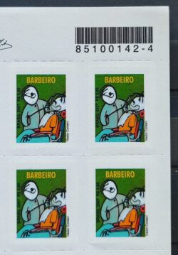 Selo Regular RHM 844 Profissao Barbeiro Trabalho Economia Sem Picote BR 2007 Quadra Codigo de Barras