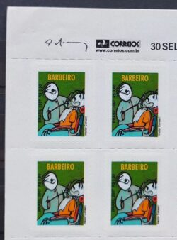 Selo Regular RHM 844 Profissao Barbeiro Trabalho Economia Sem Picote BR 2007 Quadra Vinheta Correios