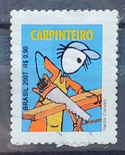 Selo Regular RHM 845 Profissao Carpinteiro Trabalho Economia Sem Picote BR 2007 Circulado 1