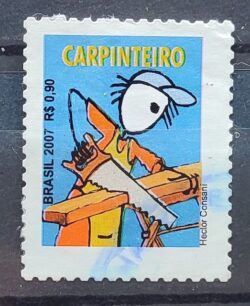 Selo Regular RHM 845 Profissao Carpinteiro Trabalho Economia Sem Picote BR 2007 Circulado 2