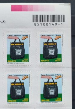 Selo Regular RHM 849 Servico Postal Malote Picote Sem BR 2009 Quadra Codigo de Barras