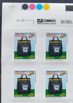 Selo Regular RHM 849 Servico Postal Malote Picote Sem BR 2009 Quadra Vinheta Correios