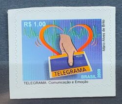 Selo Regular RHM 850 Servico Postal Telegrama 2010 Escrita Contorno Azul