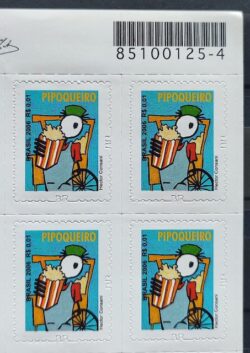 Selo Regular RHM 851 Profissao Pipoqueiro Trabalho Economia Picote Com BR 2011 Quadra Codigo de Barras