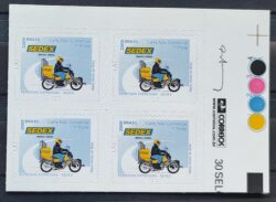 Selo Regular RHM 852 Servico Postal Sedex Moto Transporte Picote BR 2011 Quadra Vinheta Correios