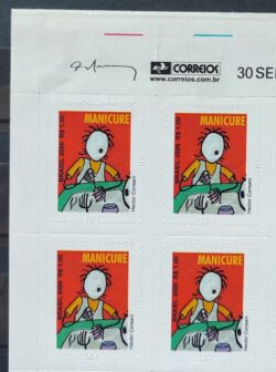 Selo Regular RHM 859 Profissao Manicure Trabalho Economia Com Picote BR 2011 Quadra Vinheta Correios