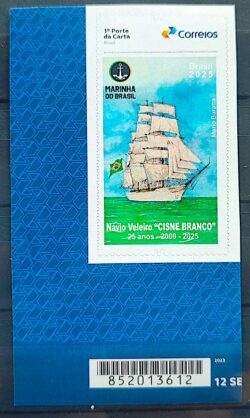 SI 109 Selo Institucional 25 Anos do Navio Veleiro Cisne Branco Marinha 2025 Codigo de Barras
