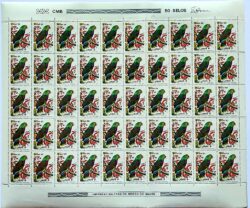 C 1166 Selo Fauna Psitacideos Papagaio Ave Passaro Peito Roxo 1980 Folha 2