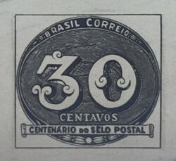 C 180 Selo Centenario do Selo Postal Olho de Boi 30 Reis 1943