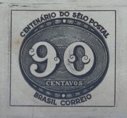 C 182 Selo Centenario do Selo Postal Olho de Boi 90 Reis 1943 2